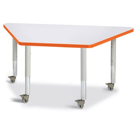 Jonti-Craft Berries Trapezoid Activity Tables, 24 in. x 48 in., Mobile, Freckled Gray/Orange/Gray 6438JCM114